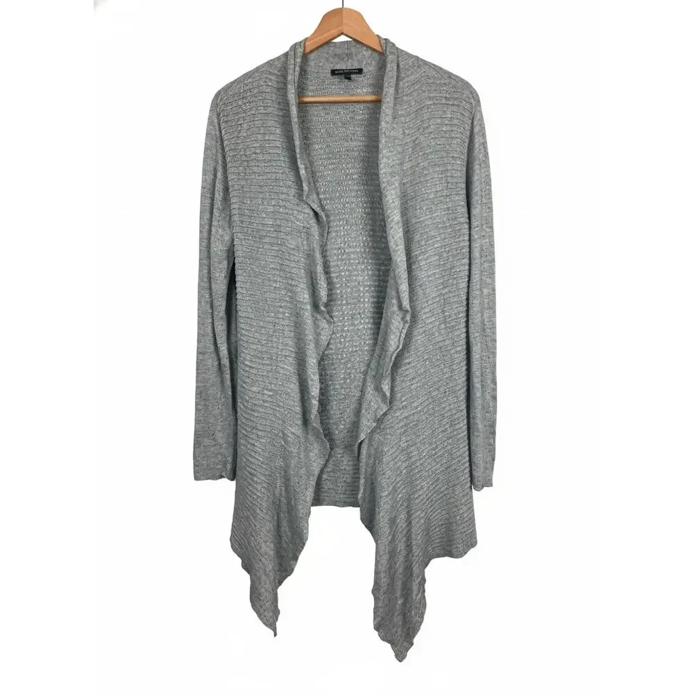 Eileen Fisher Women's S Minimalist Lagenlook Coastal Linen Blend Ribbed Cardigan